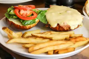 Order Ham & Cheese Pretzel Melt (No Meal) food online from Charlie Foxe's Pizza store, St. Charles on bringmethat.com