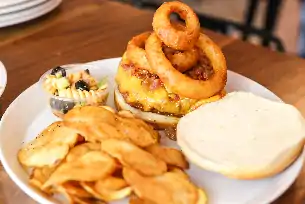 Order Texan Burger (No Meal) food online from Charlie Foxe's Pizza store, St. Charles on bringmethat.com