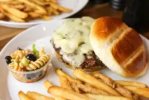 Order Mushroom & Swiss Burger (No Meal) food online from Charlie Foxe's Pizza store, St. Charles on bringmethat.com